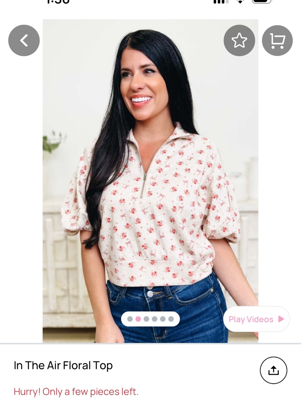 In The Air Floral Top - Cream with Pink Floral